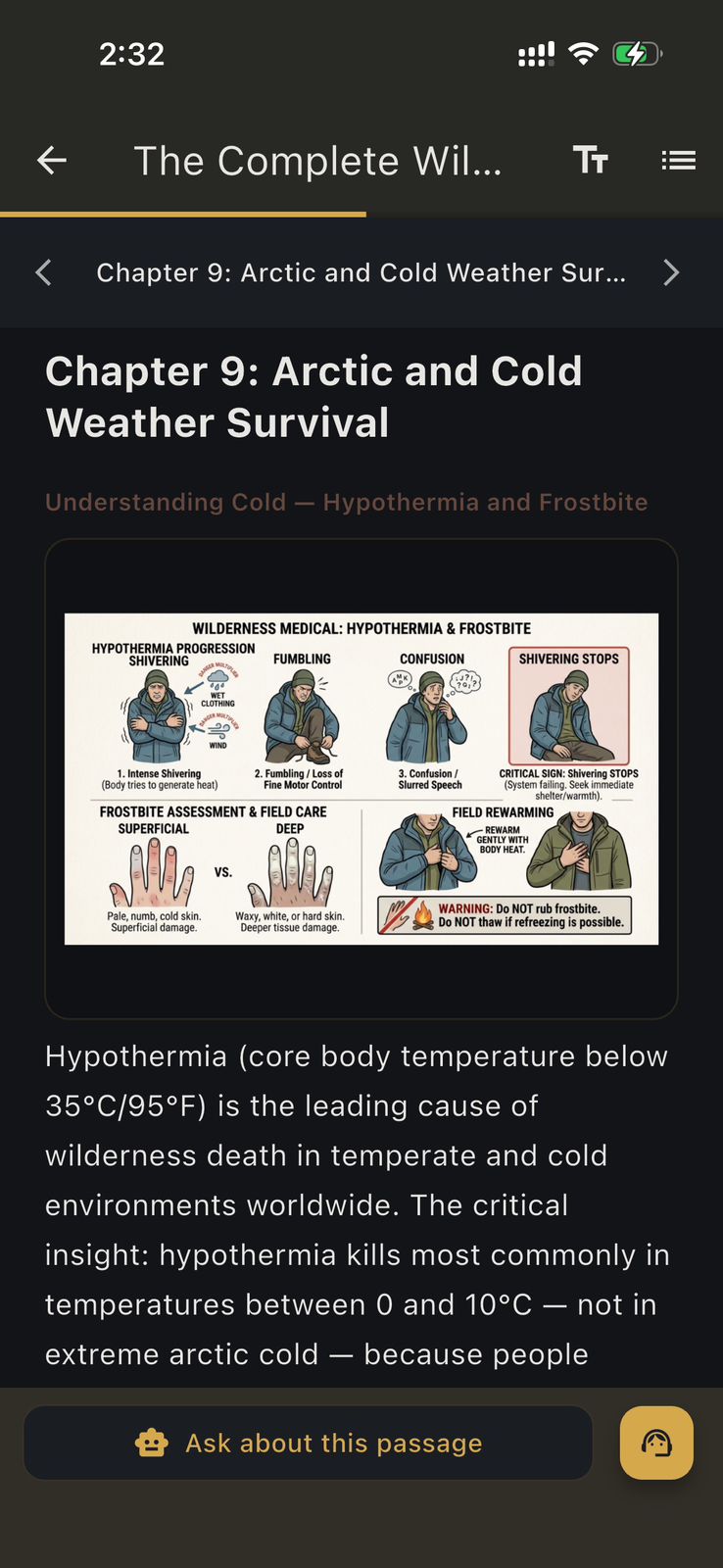 HAVEN built-in book : wilderness medical diagrams, hypothermia and frostbite guidance