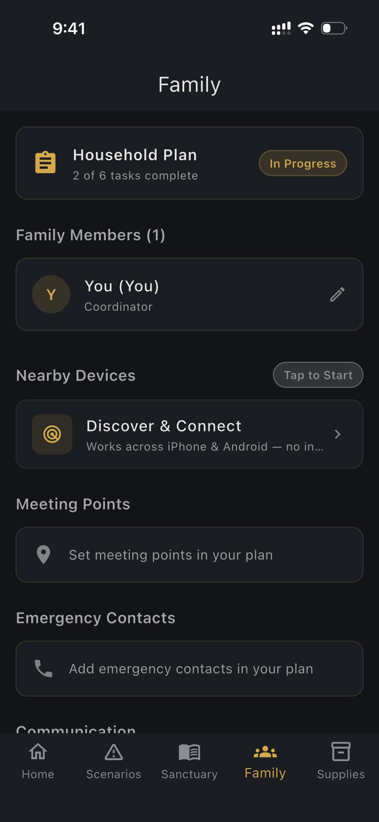 HAVEN Family coordination - Household Plan, Meeting Points, Emergency Contacts