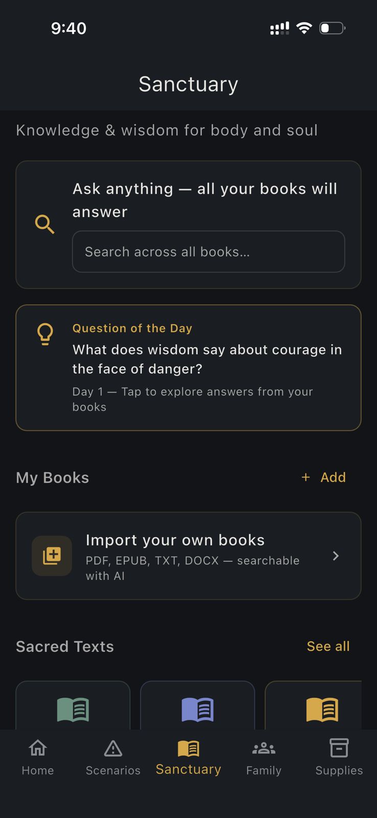 HAVEN Sanctuary - Ask The Books, Question of the Day, Sacred Texts