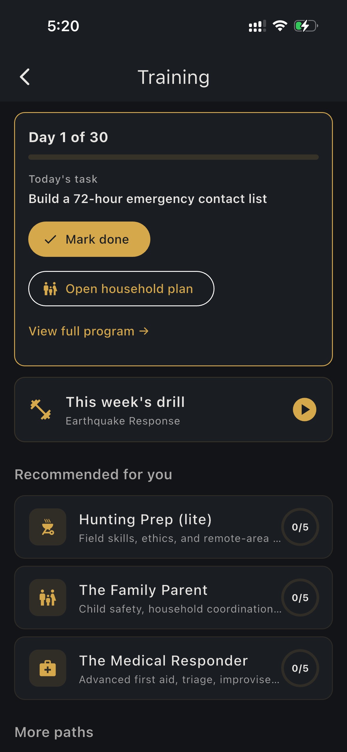 HAVEN Training - 30-day program, weekly drills, and learning paths